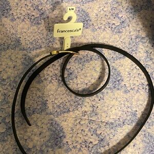 Francesca's Black Skinny Belt with Gold Buckle